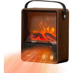 Shinic Portable Fireplace Heater for Indoor Use,1500W Fireplace Space Heater with Thermostat, Realistic 3D Flame & Crackling Sound, ETL Listed Home Office (Walnut)