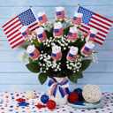 Suhine 12 Pcs 4th of July Rose Flowers Patriotic Table Centerpieces Independence Day Party Decorations Supplies Artificial USA Flag Flowers Gifts for Veterans Election Memorial Day (4th July, Normal)