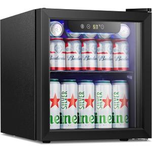 Antarctic Star Mini Fridge Cooler - 12 Bottle 48 Can Beverage Refrigerator Glass Door for Drinks or Beer Wine Small Drink Dispenser for Home, Office or Bar, Electronic Temperature Control1.3cu.ft. (Black)