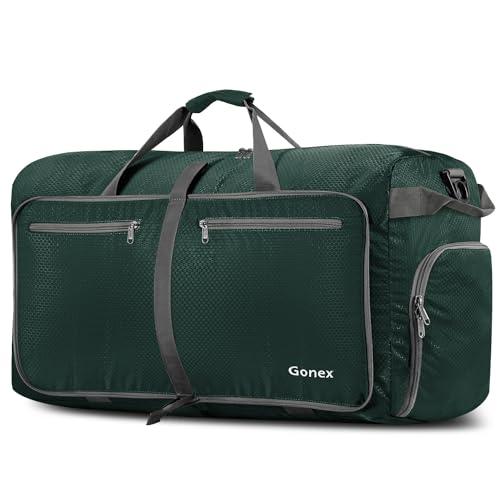 Gonex 150L Large Foldable Travel Duffle Bag with Shoe Compartment, Packable Lightweight Water Resistant Duffel Bag for Camping Gym Weekender, Blackish Green