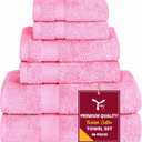 6 Piece Towel Sets, 100% Cotton Turkish Towels for Bathroom, 2 Bath Towel, 2 Hand Towel, and 2 Wash Cloth - Pink Towel Set