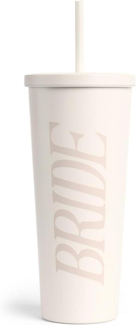 xo, Fetti Bride Tumbler - 24 Oz Stainless Steel Cup | Bachelorette Party, Bridal Shower, Ivory, Bride to Be Gift, Wedding