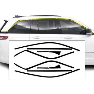 BOGAR TECH DESIGNS Side Window Chrome Delete Overlay Vinyl Film Replacement Compatible with Jeep Grand Cherokee 2022-2025, Gloss Black (Side Windows)