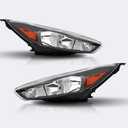 Headlights Assembly Compatible with 2015 2016 2017 2018 Ford Focus Headlamp Replacement Black Housing Amber Reflector Pair