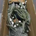 Christmas Candle Holder with Candle Trays, Pine Needles, Cones, Strings of Red Cherry & Snowy Leaves, 28" Artificial Decor for Table Centerpiece, Entrance and Fireplace