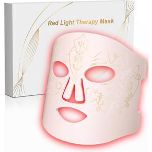 Red Light Therapy for Face, LED Face Mask Light Therapy,Near-Infrared 850 Red Light Therapy Mask(NIR),Portable,Rechargeable and Remote (Pink)