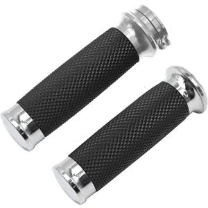 1 Inch Chrome Motorcycle Hand Grips Handlebar Grips Cable Throttle, Replaccement for Harley Davidson Sportster Touring Dyna Softail Street Glide 883 1200
