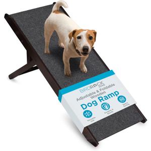 BIRDROCK HOME Adjustable Pet Ramp for Small Dogs, Cats, Puppies - Foldable Wooden Dog Ramp for Couch, Bed, Car - Indoor or Outdoor- Safe, Portable, Non-Slip Carpet - 16", Espresso