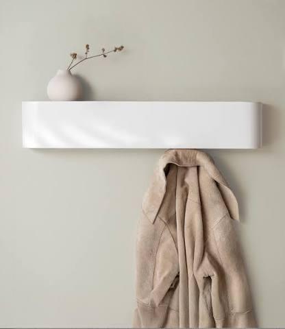 Kazai Wall-Mounted Coat Rack 'Toke' - Modern Design Coat Rack with Hidden Wall Hooks - Solid Wood Veneer Panel Coat Hanger - White