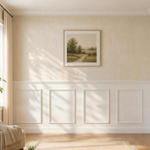 Peel and Stick Pre-Cut Wainscoting Panels, Paintable Box Moulding, 16"x24" + 41"x2 Trim Set