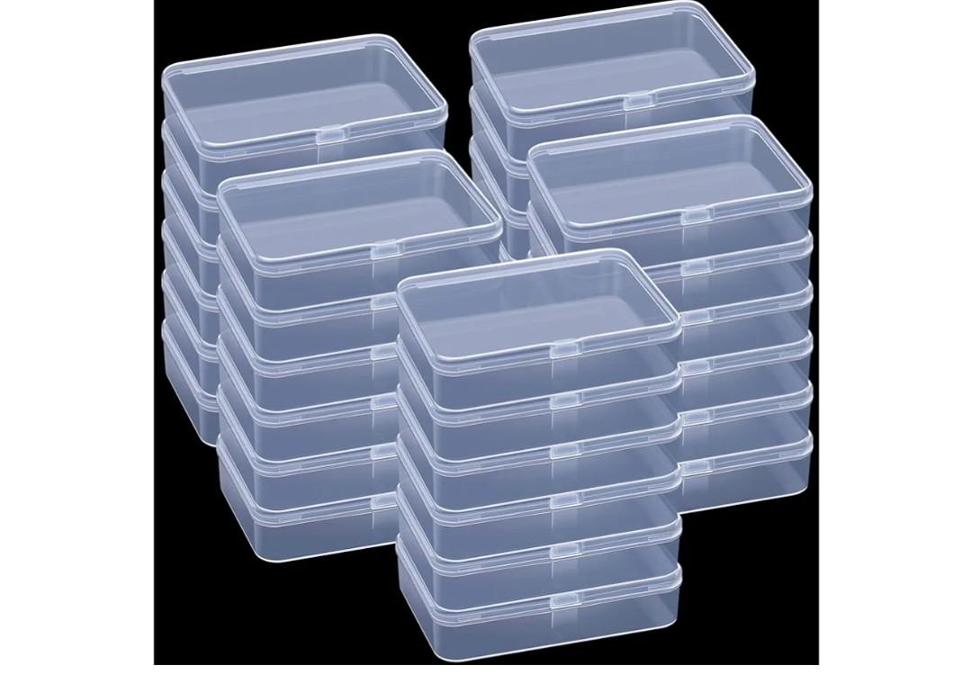Tuanse 24  Pcs Clear Plastic Beads Storage Containers Box with Lids Multiple Sizes Storage Square Containers for Jewelry Beads Craft Supplies(4.1 x 3 x 1 Inch)