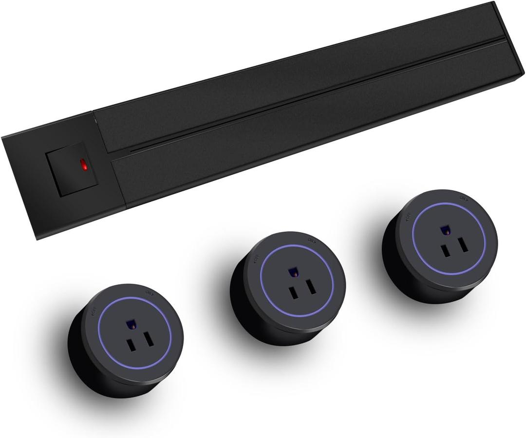 Power Outlet Strip, Wall Mount Power Strip 19.68 inch 8000W Power Outlet Track, 3 AC Outlet adapters 1875W Modern Wall Power Strip,Suitable for Kitchen, Living Room, Study, Office (Black)