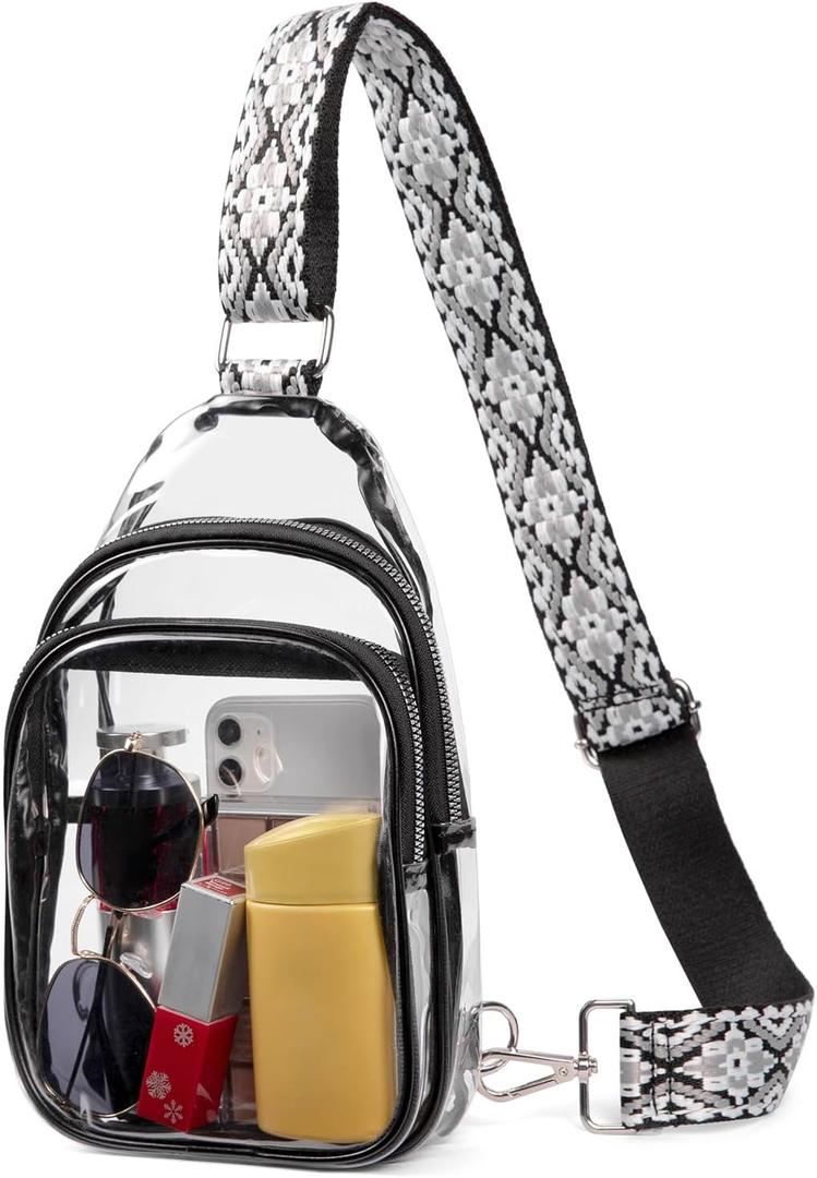 CLUCI Clear Bag for Stadium Events, Clear Crossbody Bag, Transparent Purses (0-black)