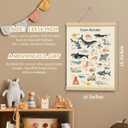 MOFUYU Ocean Nursery Decor,Ocean Alphabet Poster for Classroom Wall,ABC Posters Hanger Frame for Kidsroom,Nursery,Classroom,Kindergarten 12x16 Inch