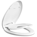 Elongated Toilet Seat with Toddler Seat Built In, Slow Close, Fits both Adult and Child, Potty Training Seat, Magnetic Kids Seat and Cover, Plastic, White