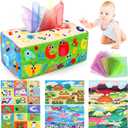 URMYWO Baby Tissue Box Toy - Montessori Baby Toys for 6-12 Months 1 Year Old Boy Girl - Soft Crinkle Sensory Toys for Infant Toddlers - Easter Basket Essentials Stuffers - Baby Boy Girl Gifts