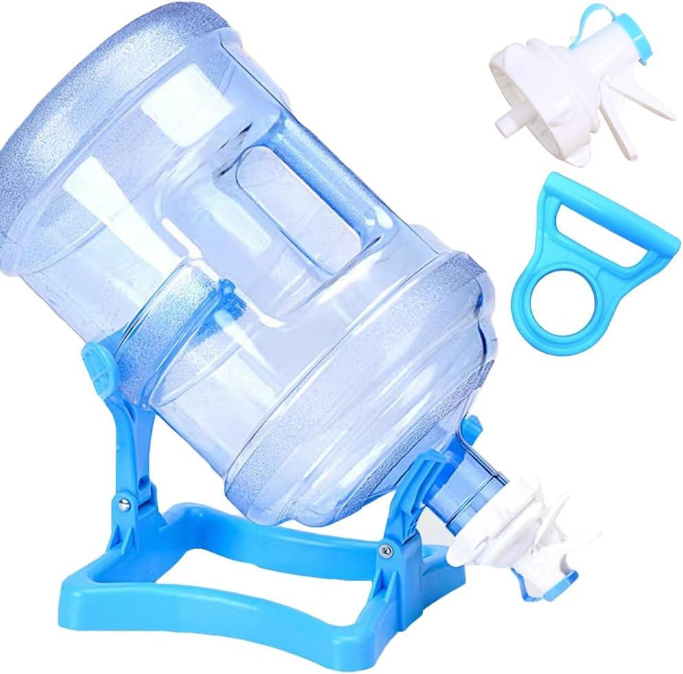 5 Gallon Water Jug Stand Foldable Spring Water Bottle Stand Holder Cradle with Water Cooler Dispenser Valves Water Jug Handle Grips for 3-5 Gal Drinking Water Jug Crown Cap Camper Dry Camping