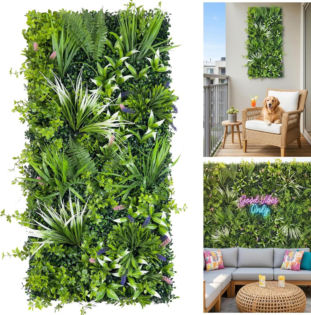 Artificial Greenery Wall, 40''x 20'' Plant Panels, UV-Anti Faux Grass Wall
