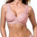EUYZOU Womens Wireless Bras Comfortable Deep V Supportive No Underwire Bras T-Shirt Push Up Seamless Everyday Bra (Pink, L)