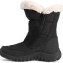 POLAR Womens Memory Foam Twin Zip Opening Pull On Nylon Waterproof Thick Faux Fur Lined Winter Rain Snow Boots