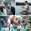 Electric Heated Lunch Box for Adults, EDCERATY Rechargeable 60W Self-Heating Food Warmer with 1L Stainless Steel Container, Fork, Spoon and Insulated Carry Bag for Work Men Car Truck(Grey+Green) (1Pack)