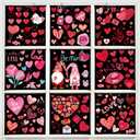 2 x AOWDIAO 9 Sheets Valentine's Day Window Clings Double-Sided Hearts Gnomes Valentines Decorations Supplies