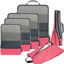 BAGAIL  Compression Packing Cubes Travel Accessories Expandable Packing Organizers (Half Mesh, 6-Coral), Variety Pack