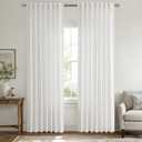 MIULEE Non-See-Through Privacy Linen Curtains 2 Panels, Light Filtering Window Curtains Farnhouse Textured Back Tab Semi Sheer Drapes for Bedroom Living Room, 52 x 84 Inches Long, Pure White