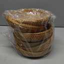Hushee 6 Pcs Small Round Basket for Entryway Table Woven Wicker Key Bowl Basket Rattan Round Tray Organizing for Key Wallet Cell Phone Fruit Food Holder Decorative Table Storage (Brown)