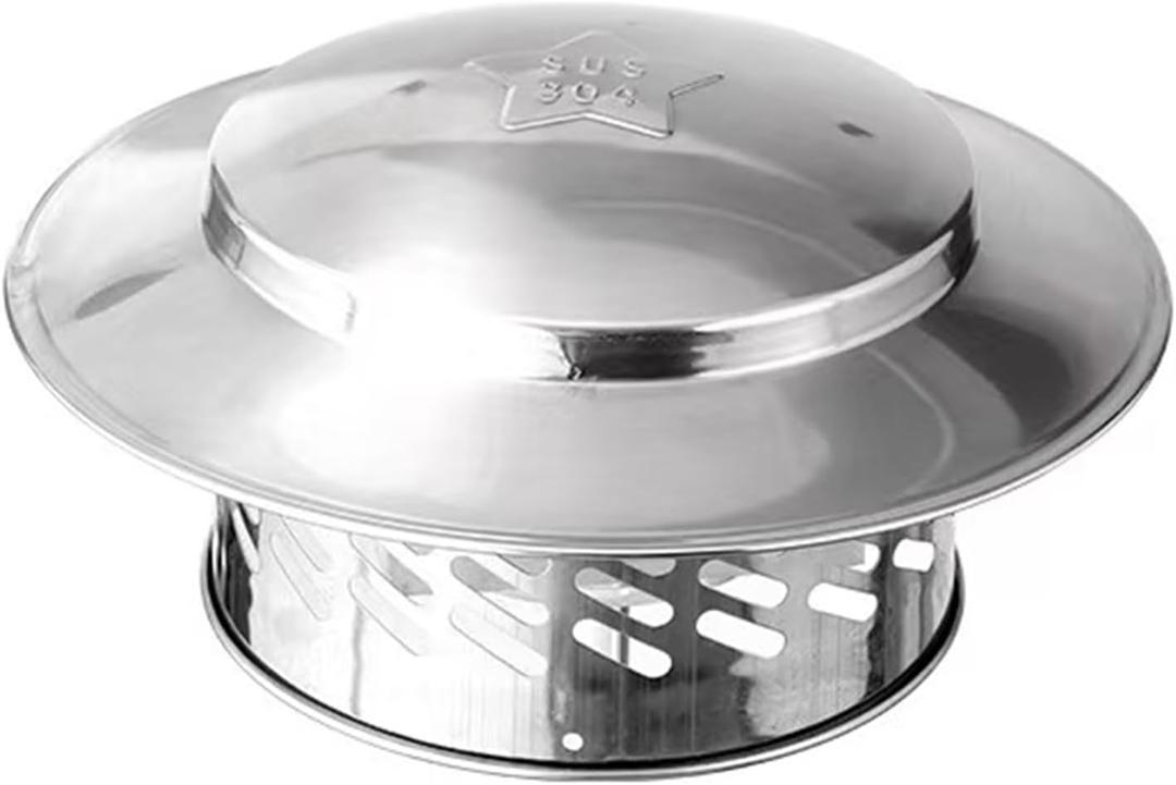 Cone Top Chimney Cap, RoundChimney Cover Cap Outside Roof Fireplace Screen Cover Exterior Stove Pipe Topper (Silver, 6in-1)