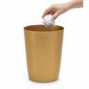 Mini Waste Basket - Durable Small Plastic Garbage Trash Can Bin - Lidless Open-Top, Slim Profile for Compact Spaces - Suitable for Home, Bathroom, Office, Bedroom, Kitchen and More, Soft Brass