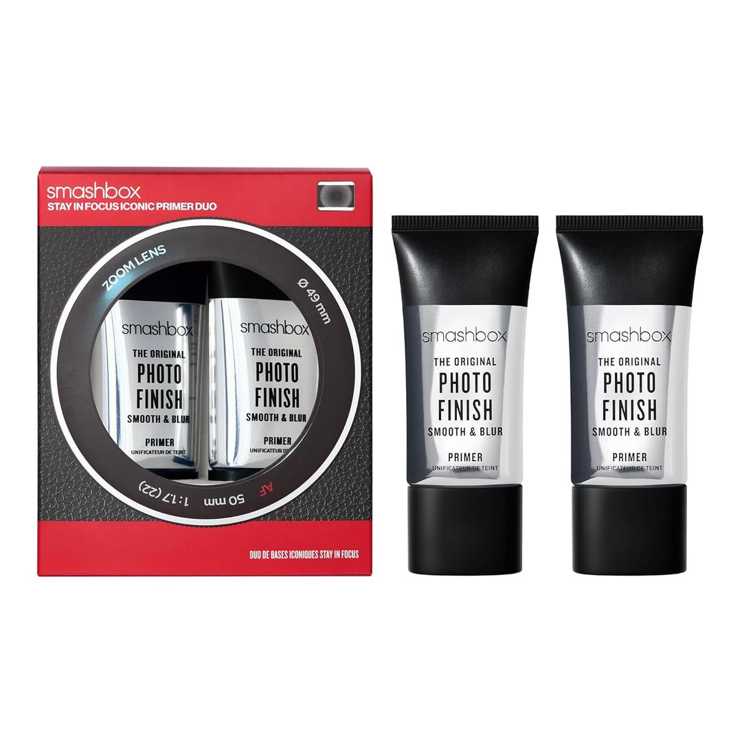 Smashbox Stay In Focus Iconic Primer Duo | Full Size, Original Photo Finish Smooth & Blur Primer Gift Set | Smooths Texture & Fine Lines with a Soft-Focus Finish