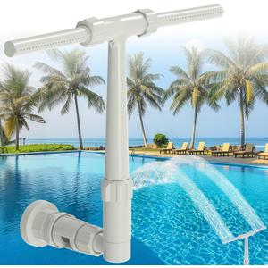 Dual Spray Pool Fountain, 10-20F Cooler Water for Above/In-Ground Pools, Dual Spray Waterfall Sprinkler Fountain, Adjustable Waterfall Cooling and Relaxation (Upgraded Gray included 3inch Tube)
