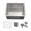 Kitchen Sink 25x22 Inch Drop In Kitchen Sink Top Mount 16 Gauge Deep R10 Single Bowl 2-Hole Stainless Steel Sink with Accessories
