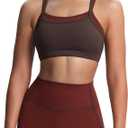 Aoxjox Women's Workout Sports Bras Takes Two Bra High Impact Training Fitness Running Yoga Crop Tank, Brown, XL