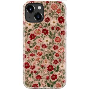 for iPhone 13 Mini Case, Wireless Charging Compatible,Dual-Layer Protection with Stylish Wildflower Design, Soft Silicone + Hard Shell, Cute Chic Phone Cover for Women - Dainty Floral Pattern