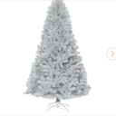 7.5 ft. Hinged Unlit Artificial Silver Tinsel Christmas Tree Holiday with 1258 Tips