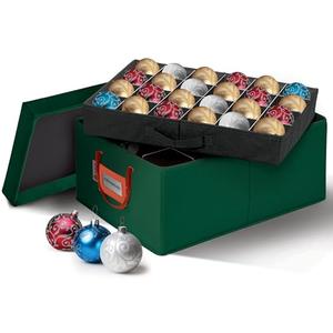 HOLDN’ STORAGE Christmas Ornament Storage Container Box with Dividers – Convenient Durable 2 Individual Removable Trays Fits Up to 48-3” Ornaments - Green