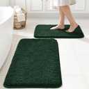 MIULEE Dark Green Bathroom Rugs Set 2 Piece, Soft Absorbent Microfiber Bath Mat Set, Non Slip Quick Dry Machine Washable Plush Shaggy Bath Rugs for Bathroom Floor, Tub and Shower, 20"x30"+16"x24"