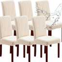 Genina Waterproof Chair Covers for Dining Room 6 Pack, Dining Chair Cover Removable Parson Chair Slipcover Chair Protectors Covers for Kitchen (Leaves-Beige, 6 PCS)