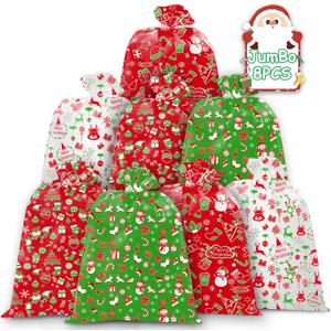 8Pcs Extra Large Christmas Gift Bag, 44"x36" Heavy-Duty Waterproof Reusable Oversized Gift Sack with Rope & Gift Tag, Opaque Jumbo Wrapping Bag for Xmas, Birthdays, Parties, Class, Office, Home