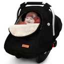 Waterproof Winter Baby Car Seat Cover, Carseat Cover Boys, Cozy & Warm Cover, Infant Car Seat Canopy, Universal Cold Weather Shield, Black