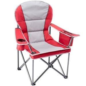 NEWBULIG Oversized Folding Camping Chair for Adults, Portable Outdoor Collapsible Chairs, 500 LBS Heavy Duty Support, with Cup Holders, for Lawn, Fishing, Hiking, Red