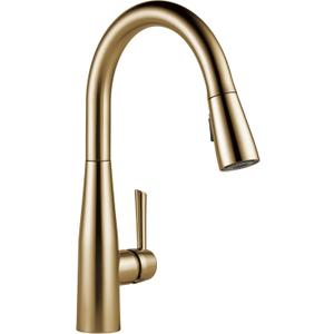 Delta Faucet Essa Pull Down Kitchen Faucet Gold with Pull Down Sprayer, Kitchen Sink Faucet for Kitchen Sink with Magnetic Docking Spray Head, Champagne Bronze 9113-CZ-DST