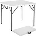 BestOffice Outdoor 34" Folding Card Table Plastic Table Portable Square Height Dining Table Perfect for Picnics,Parties,Party and Camping, White