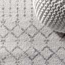 JONATHAN Y Boho Vintage Diamond Cream/Gray Square Area Rug 4X4 ft, Moroccan Hype for Living Room, Bedroom, Kitchen, Office, Easy-Cleaning, High Traffic, Pet-Friendly, Non-Shedding (MOH101B-4SQ)
