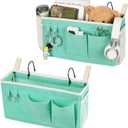 Loghot Bedside Caddy/Bedside Storage Bag Hanging Organizer for Bunk and Hospital Beds,Dorm Rooms Bed Rails,Can be Placed Glasses,Books,Mobile Phones,Keys (2pc Green)