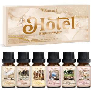 SALKING Hotel Fragrance Oils, Premium Essential Oil for Diffuser, Scented Oil Gift Set for Soap Candle Making - The Hotel, Santal, My Way, Day Dream, Secret Desires, White Tea