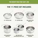 GreenPan Stainless Steel Cookware Set, 11 Piece, Induction Cookware, Dishwasher Safe, Oven Safe to 600F, Large 8QT Stock Pot, Sauce, Saute, Frying Pans, Pots & Pans Kitchen Essentials, Silver