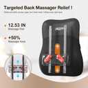 Back Massager with Heat for Pain Relief Deep Tissue, Ultrathin 4D Shiatsu Lower Back Massager, Chair Back Massager for Home Office, Gifts for Women Men,Black